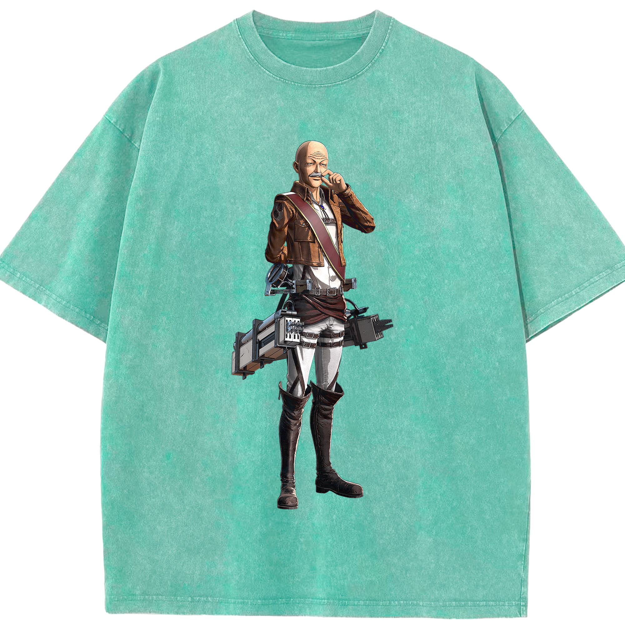 （画像用） 進撃の巨人 ドット·ピクシス Attack on Titan Dot Pixis 綿100% ヴィンテージ風 半袖Tシャツ（フロントプリント）